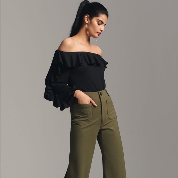 ✨ Anthropologie Off-the-Shoulder Ruffle Top Sz XS - Picture 3 of 5